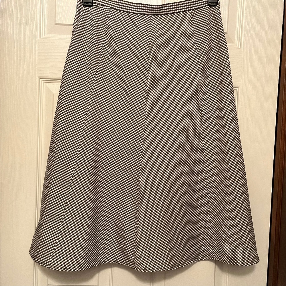 Brooks Brothers 346 Cotton Stretch Brown Checked Skirt, size 8